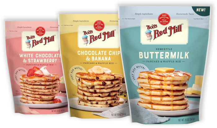 Bob's Red Mill Pancake Signature Flour Blends product package lineup photo